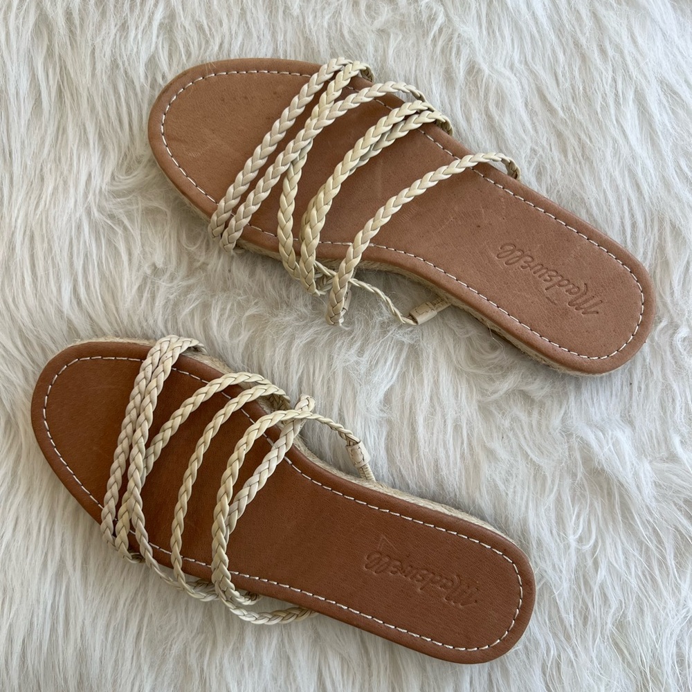 Madewell Kathryn Espadrille Slide Sandal Cream leather